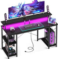 55 Inch Gaming Desk With Power Outlets For Home Office