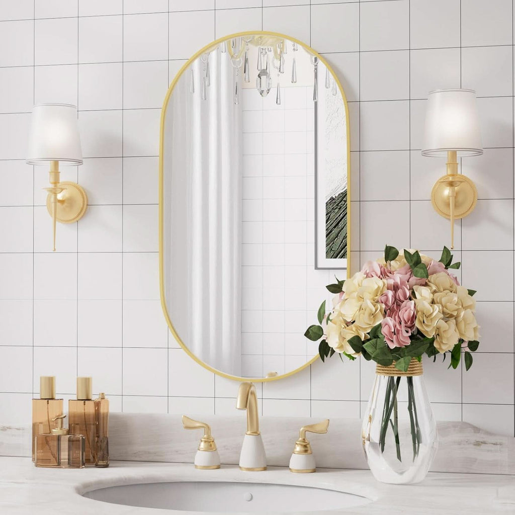 Gold Oval Bathroom Mirror 20x28 Wall Decor Mirror Style