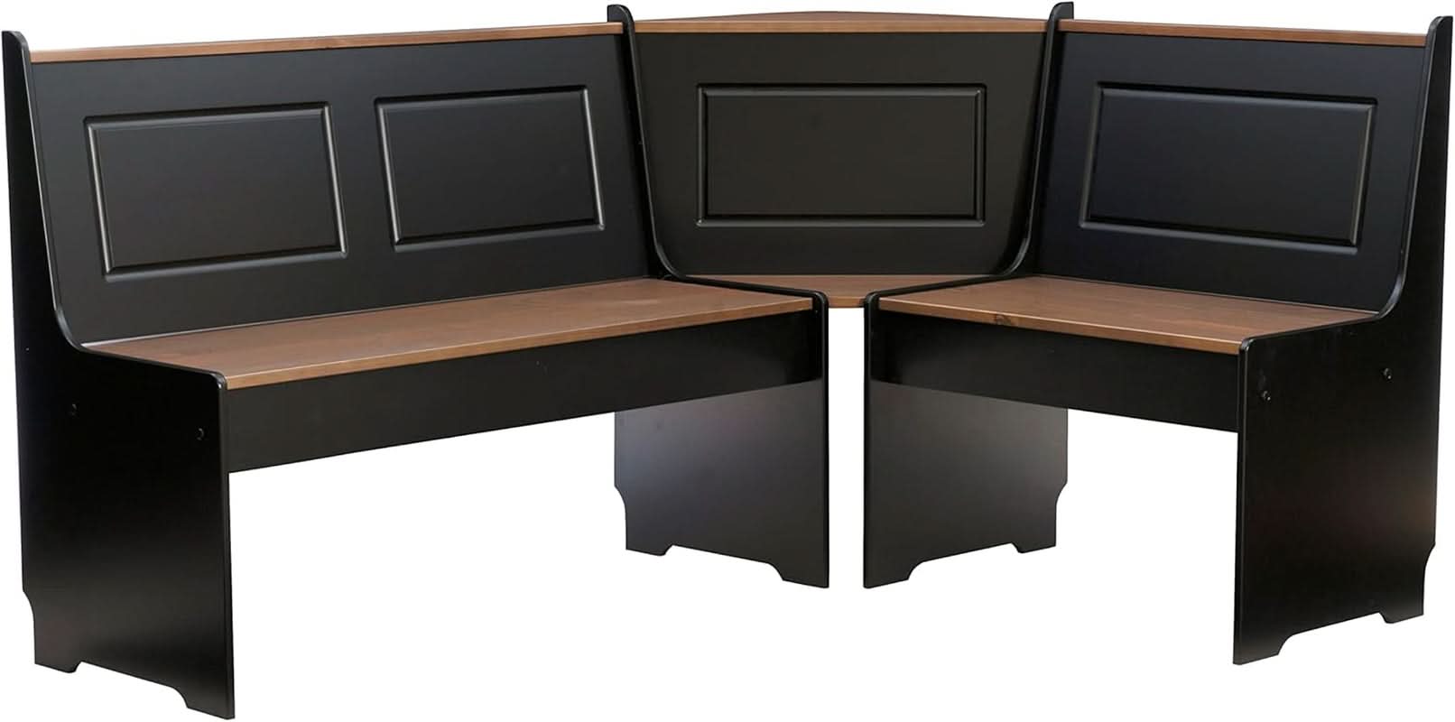 Black Pecan Five Seat Dining Set With Storage Benches
