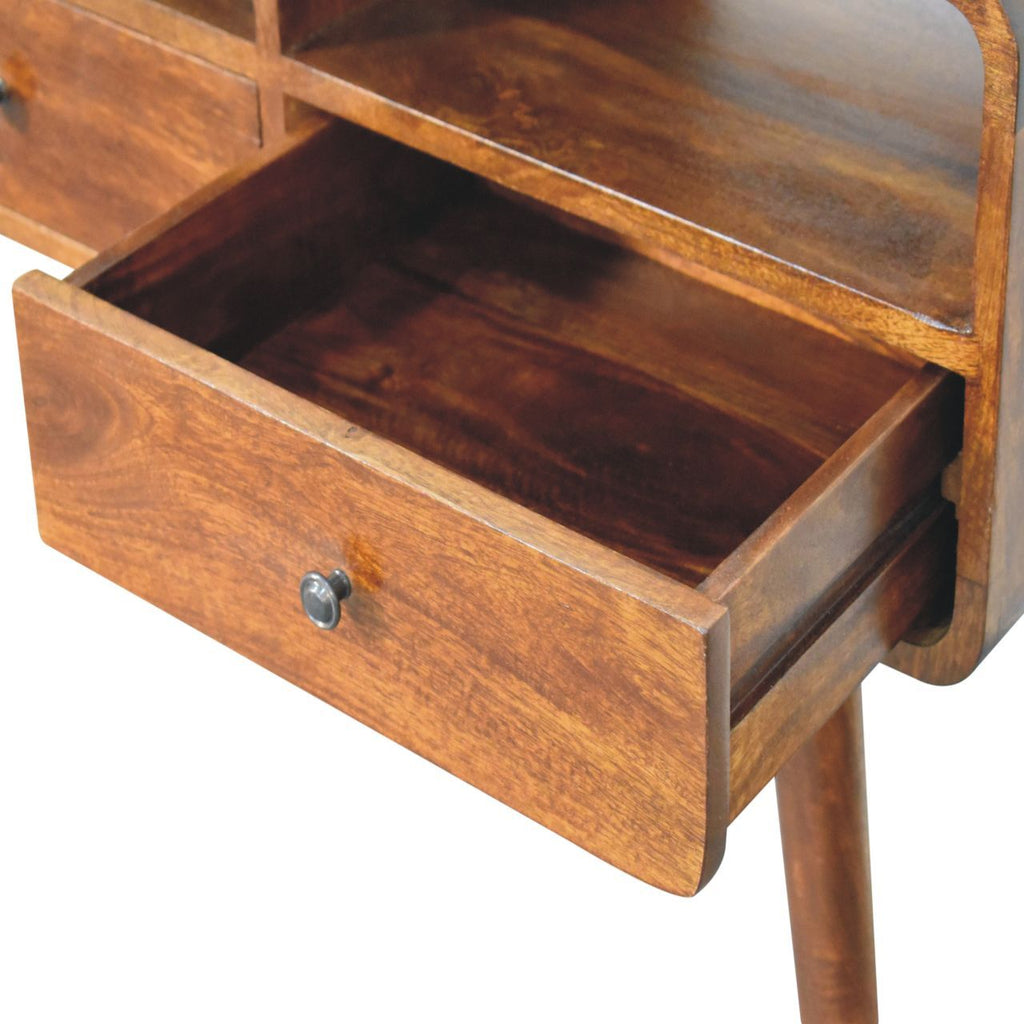 Triple Curved Console Table - Brown