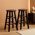 Espresso Counter Stool Set 2 Piece Solid Wood 24 Inch