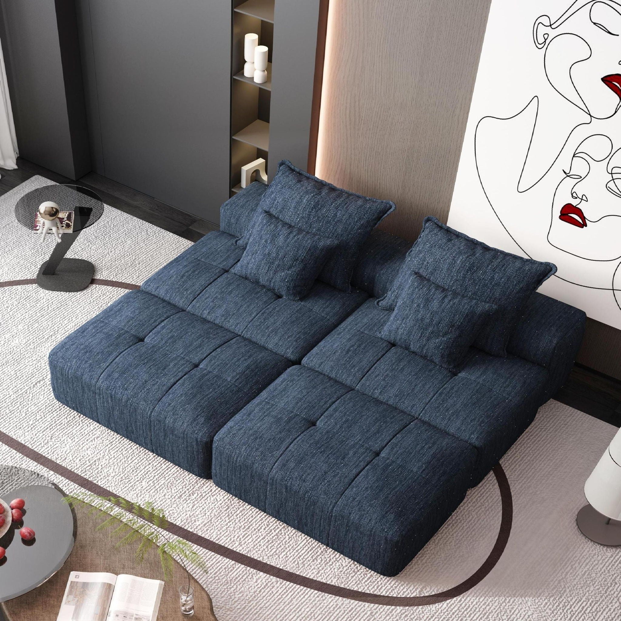 Modern Oversized Diy Combination Modular Sectional Sofa With Pillows