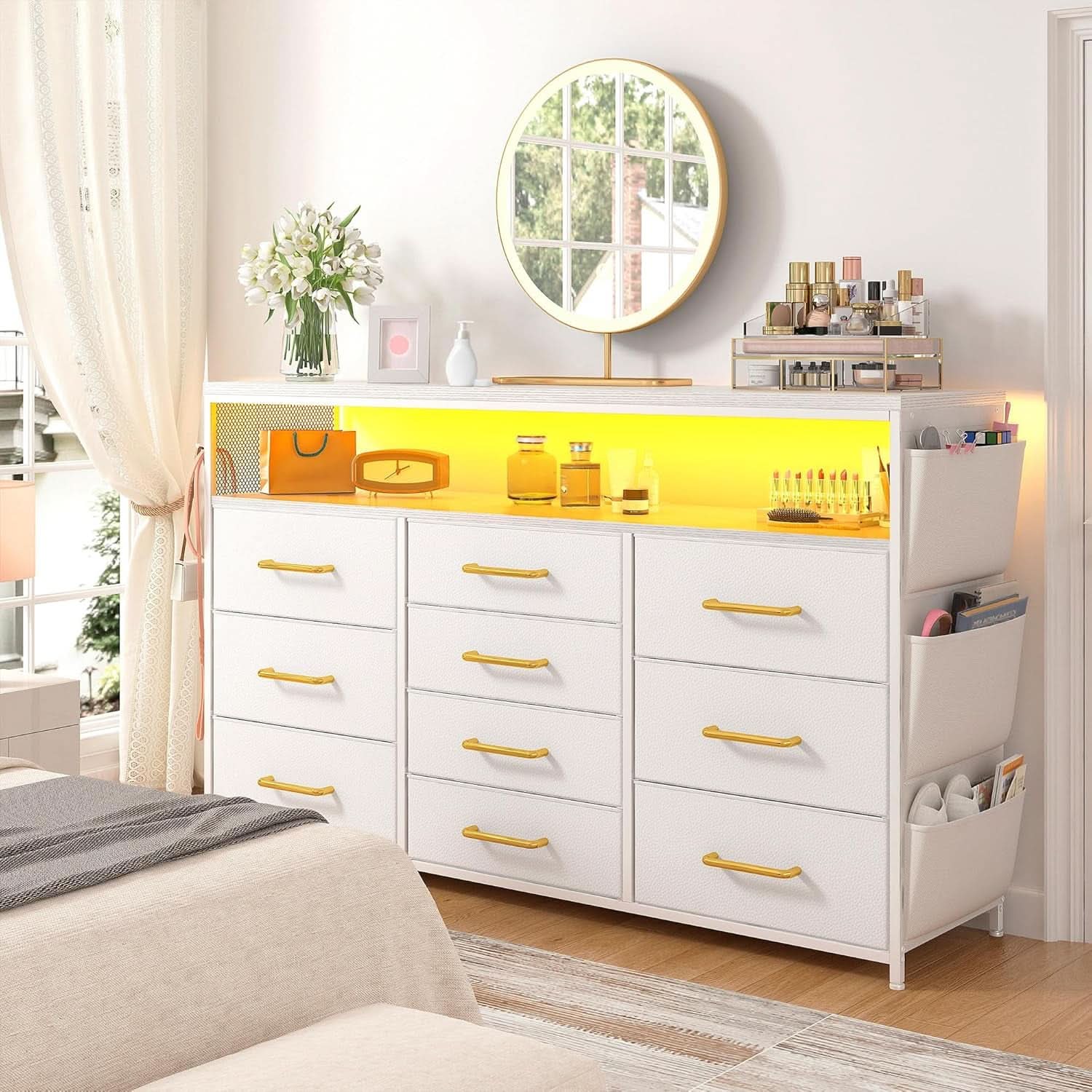 Sturdy Dresser TV Stand For 55 Inch TV With 10 Drawers