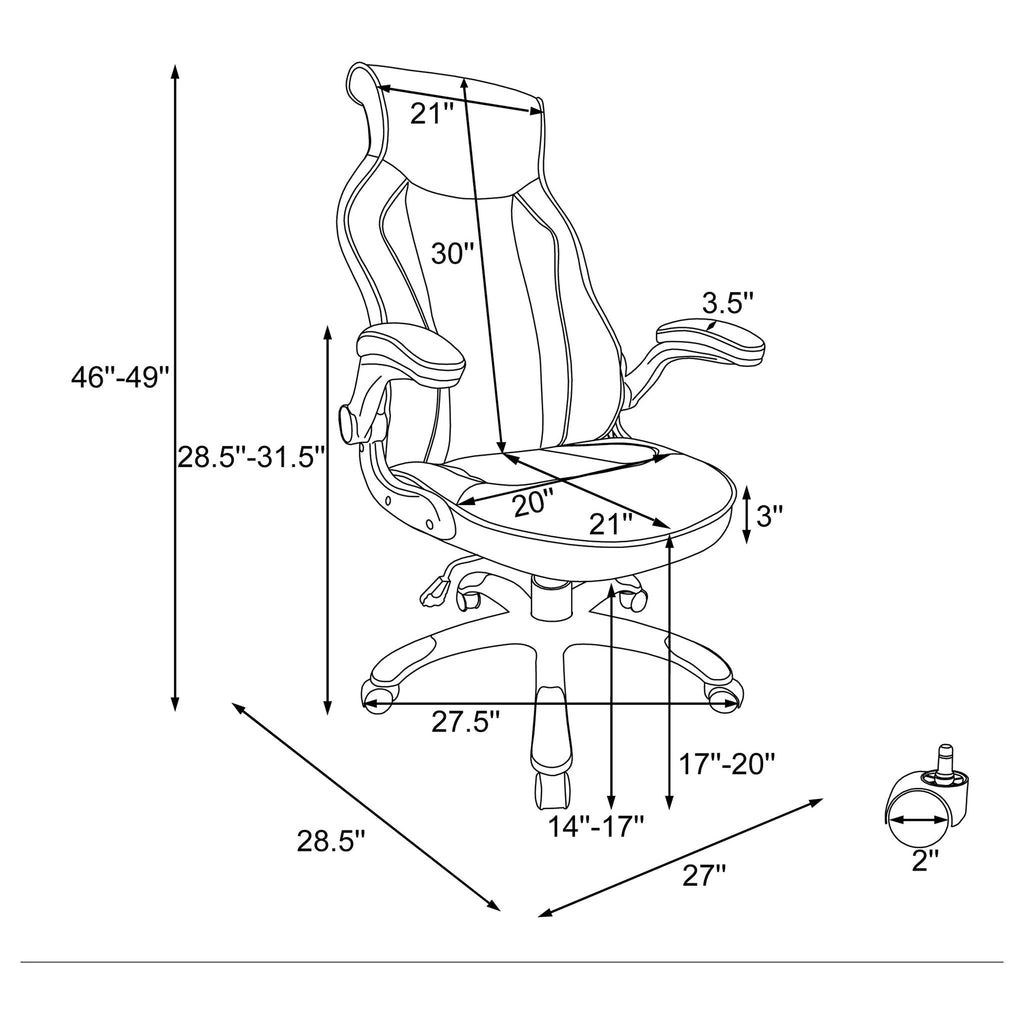 Adjustable Height Office Chair With Ergonomic Design And Swivel Mechanism - Black