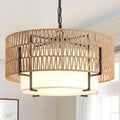Boho Rattan Chandelier Pendant Light Natural Finish