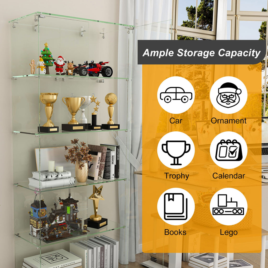 Premium 5 Tier Glass Display Case With 5 Dynamic LED Modes