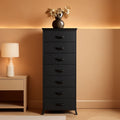 Black Tall Dresser With Seven Drawers For Bedroom Storage