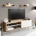 Pi 63" Wide TV Stand with Wall Shelves for TVs up to 72"