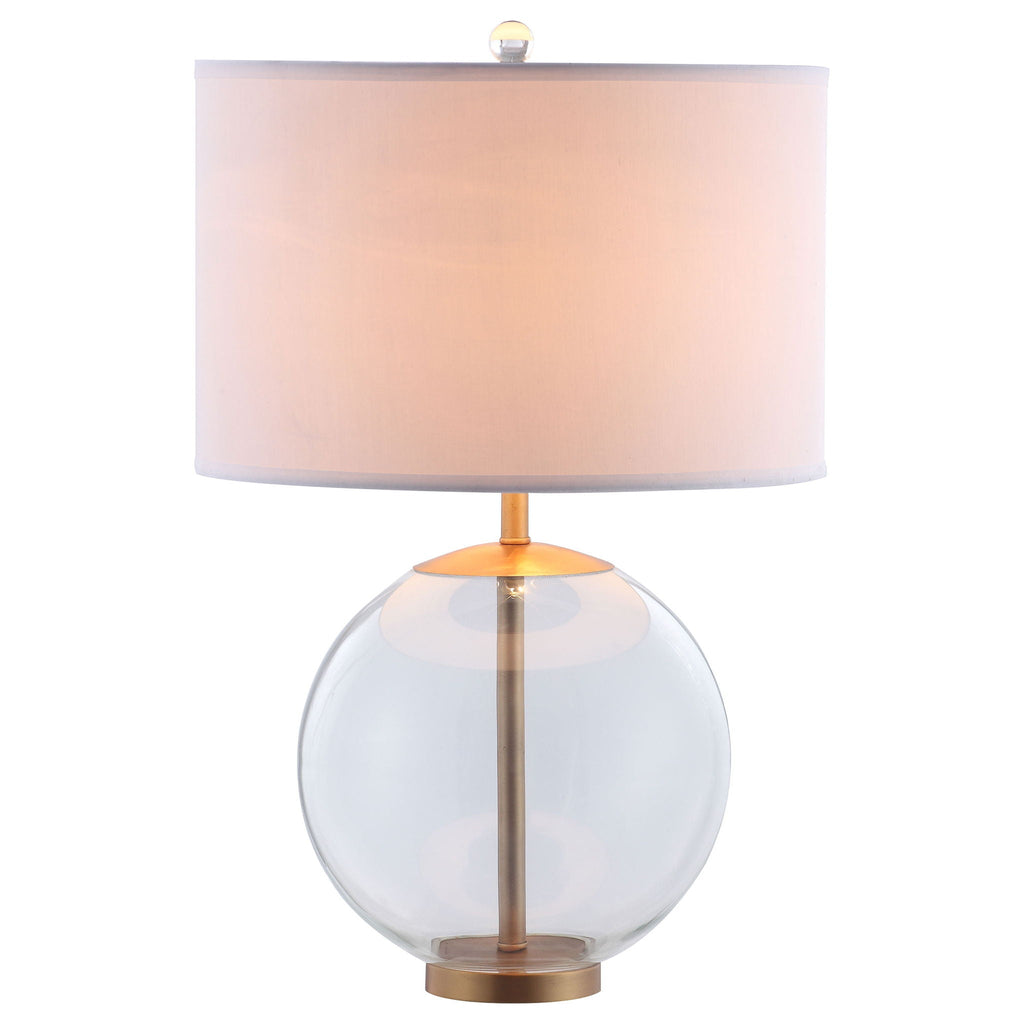 Kenny 27-inch Drum Shade Clear Glass Table Lamp Brass