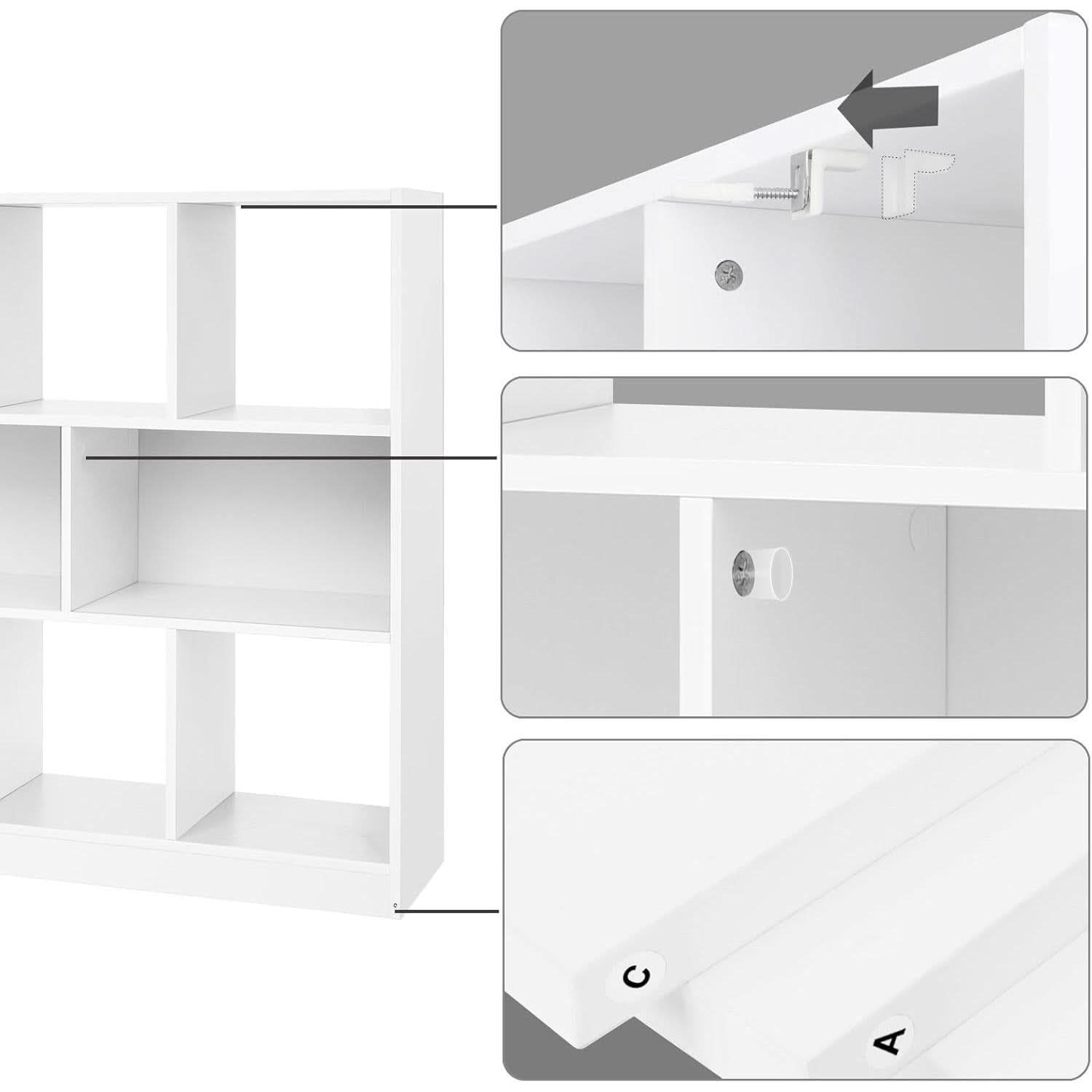 White Bookcase With 8 Open Compartments Freestanding Storage Shelf 11x35.4x39.4