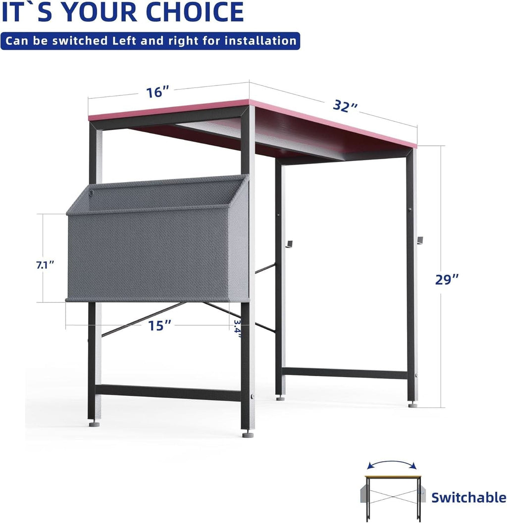 32 Inch Computer Desk With Storage Bag And Headphone Hook