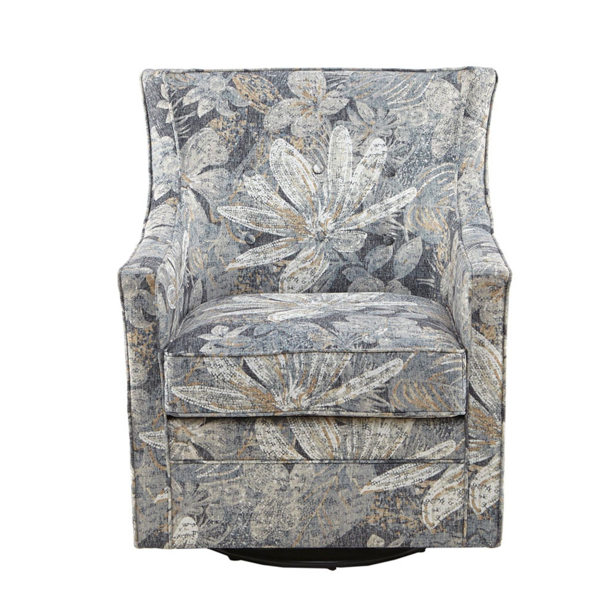 Swivel Glider Chair With Upholstery And Metal Base - Multicolor