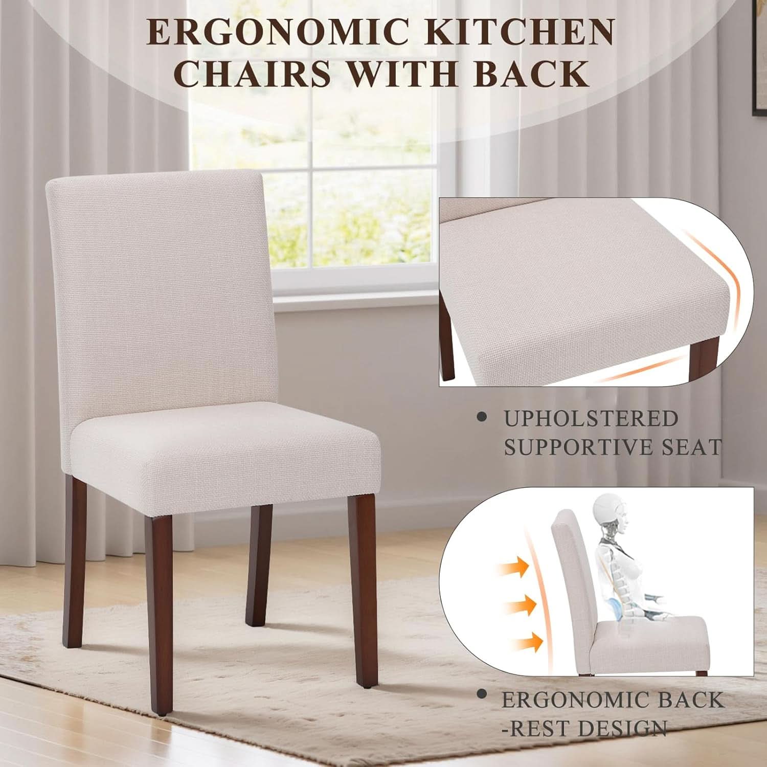 Beige Upholstered Parsons Dining Chairs Collection