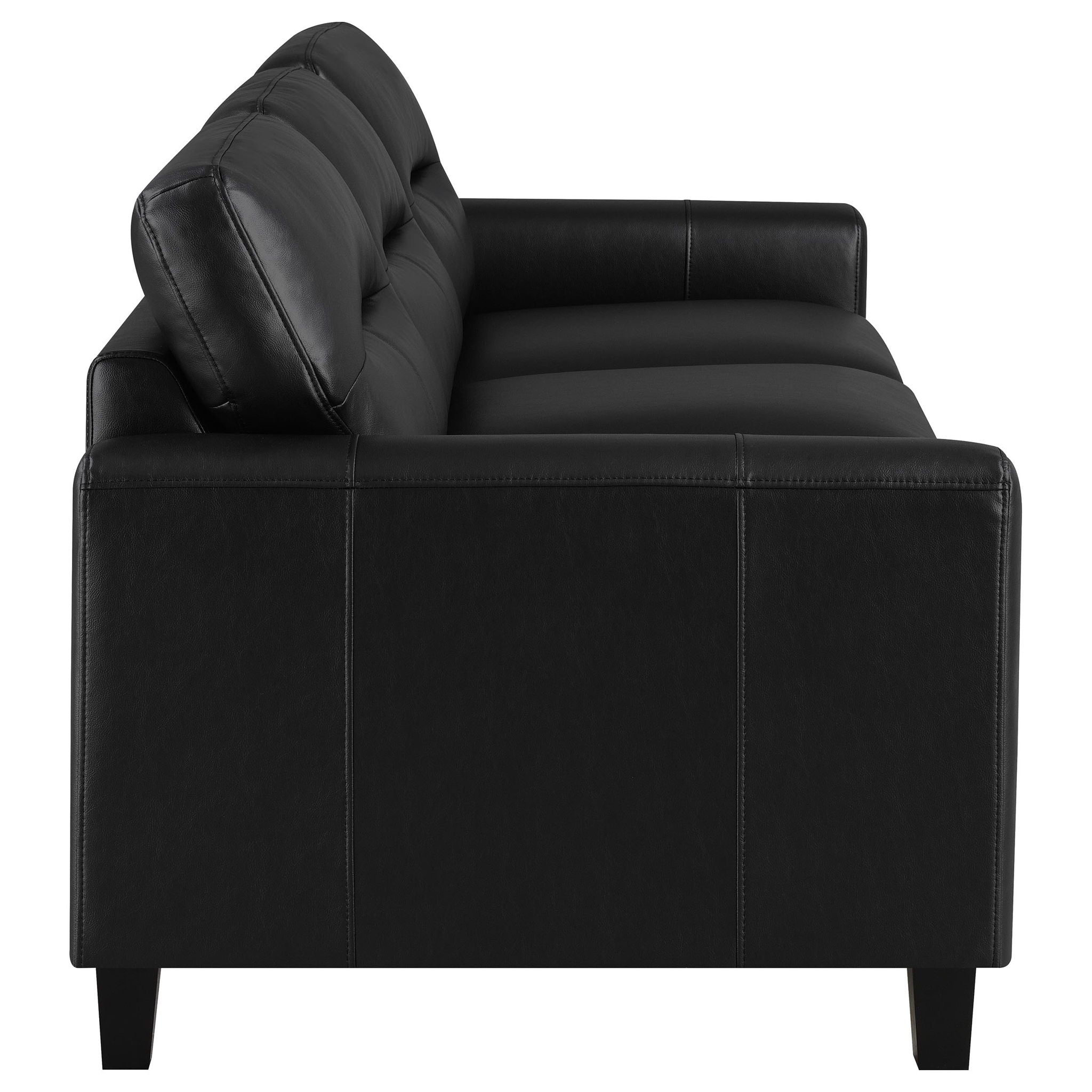 Scotland 2-piece Faux Leather Upholstered Sofa Set Black