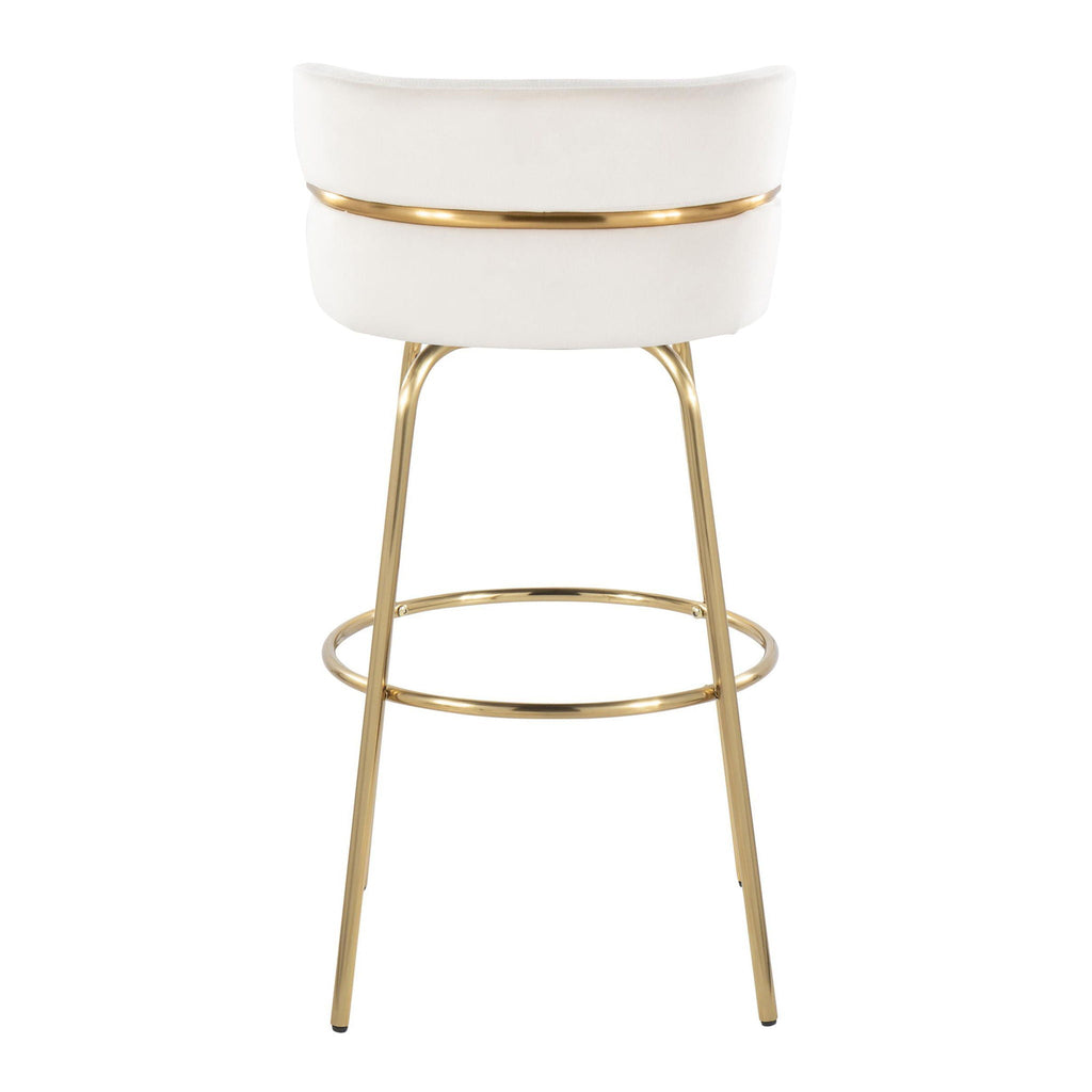 Cinch - Glam / Art Deco Fixed Height Barstool With Swivel With Round Footrest (Set of 2)