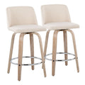 Toriano - Contemporary Fixed Height Counter Stool With Swivel & Round Footrest Modern Design (Set of 2)