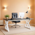 70.8 Inch Grey White Executive Desk Large Home Office