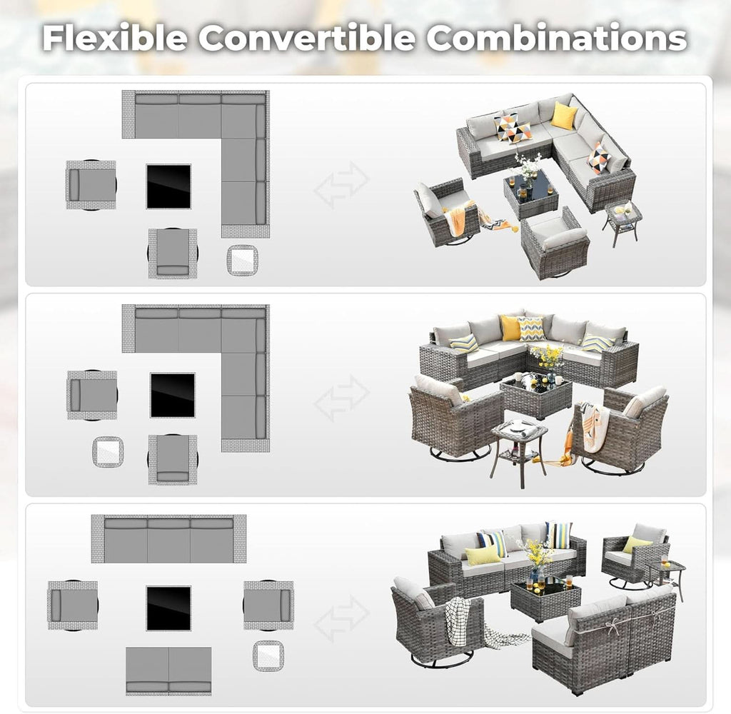 Modern Modular Outdoor Wicker Sectional Sofa Set