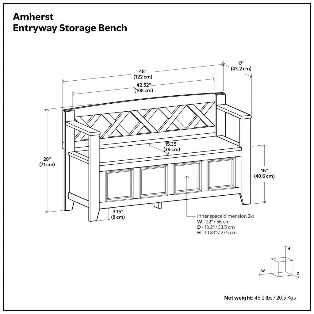 Amherst - Compact Entryway Storage Bench