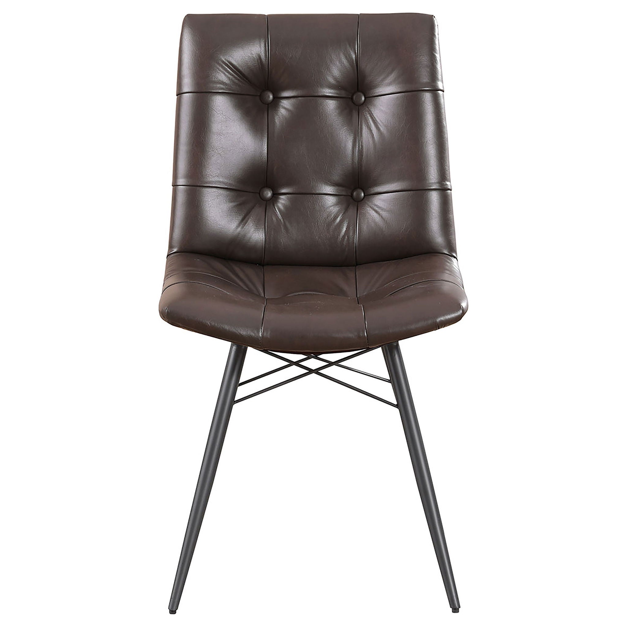 Aiken Faux Leather Upholstered Dining Side Chair Dark Brown (Set of 4)