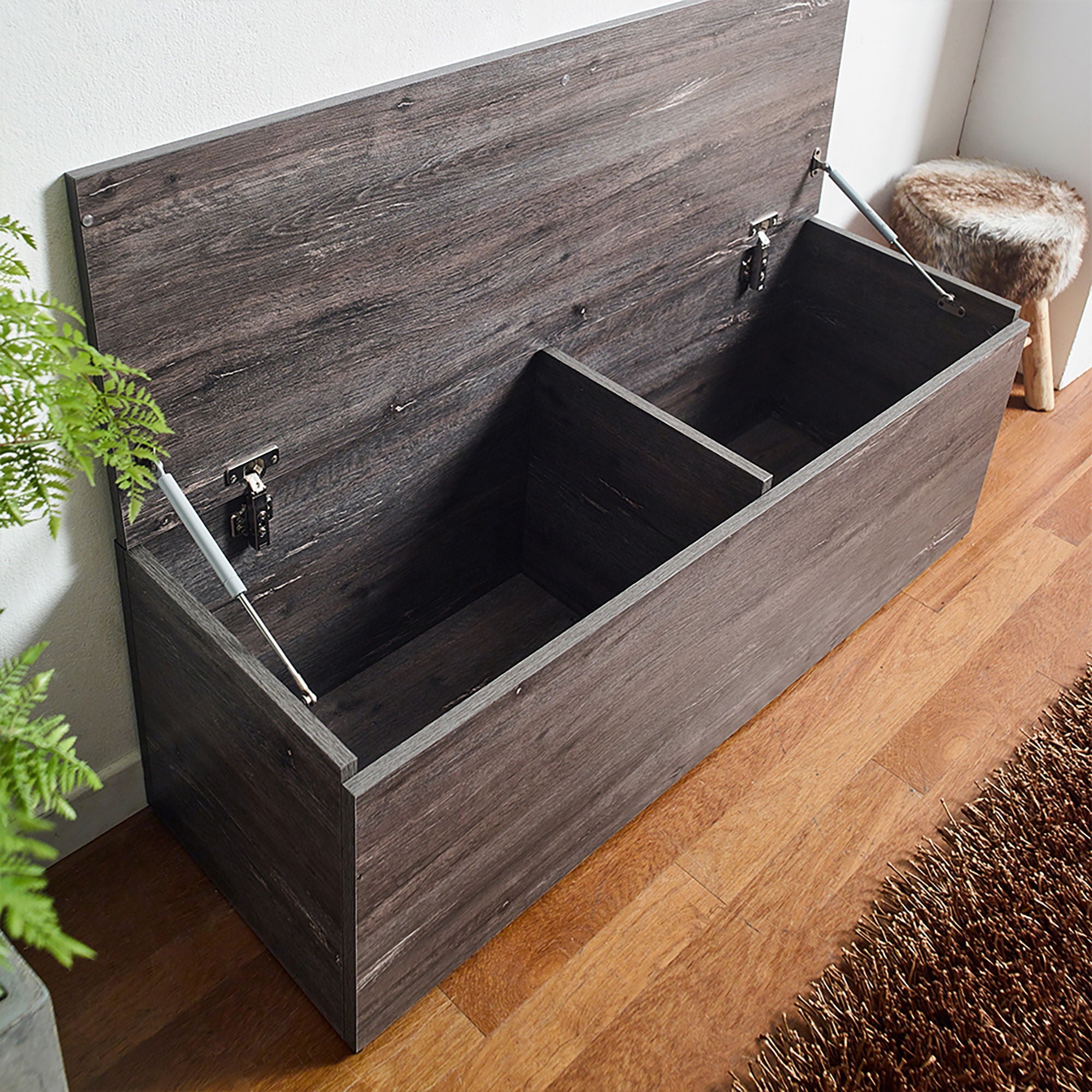 Dean - Storage Bench With Extra Storage - Rustic Gray