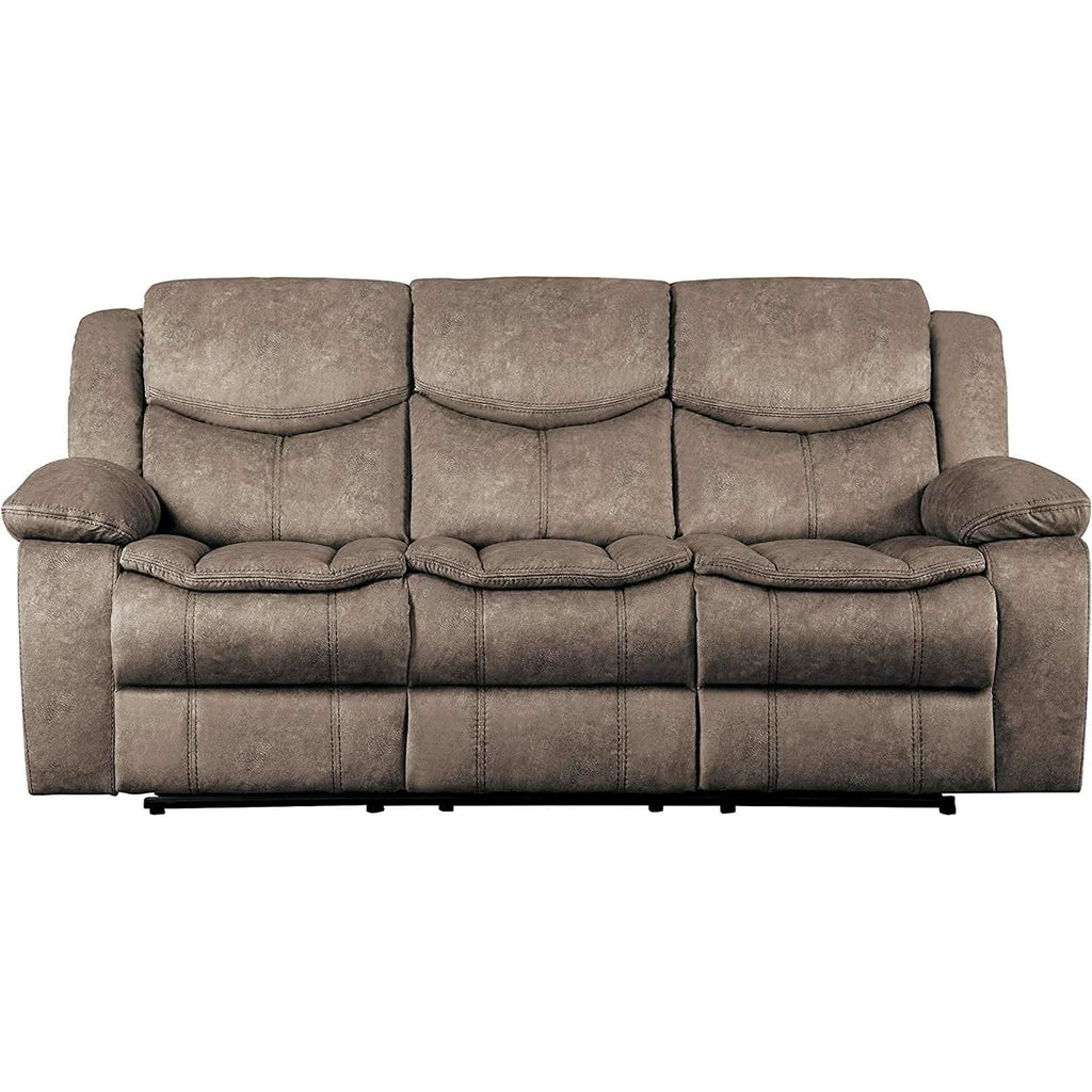 Manual Double Reclining Brown Sofa 87 Inch Wide Living Room