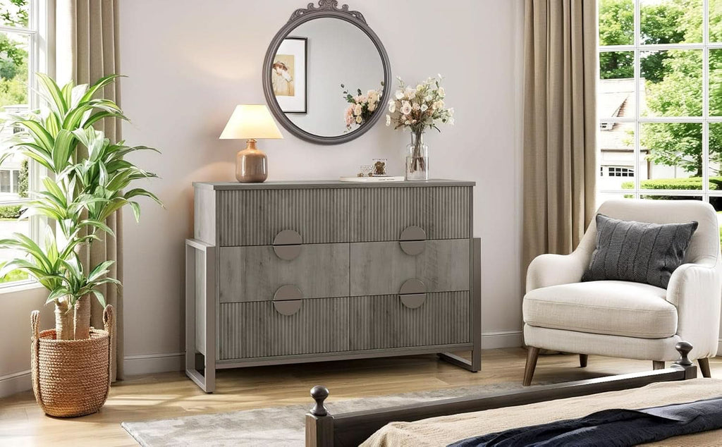 Slate Gray Dresser Semicylinder Drawer Fronts FiftyInches