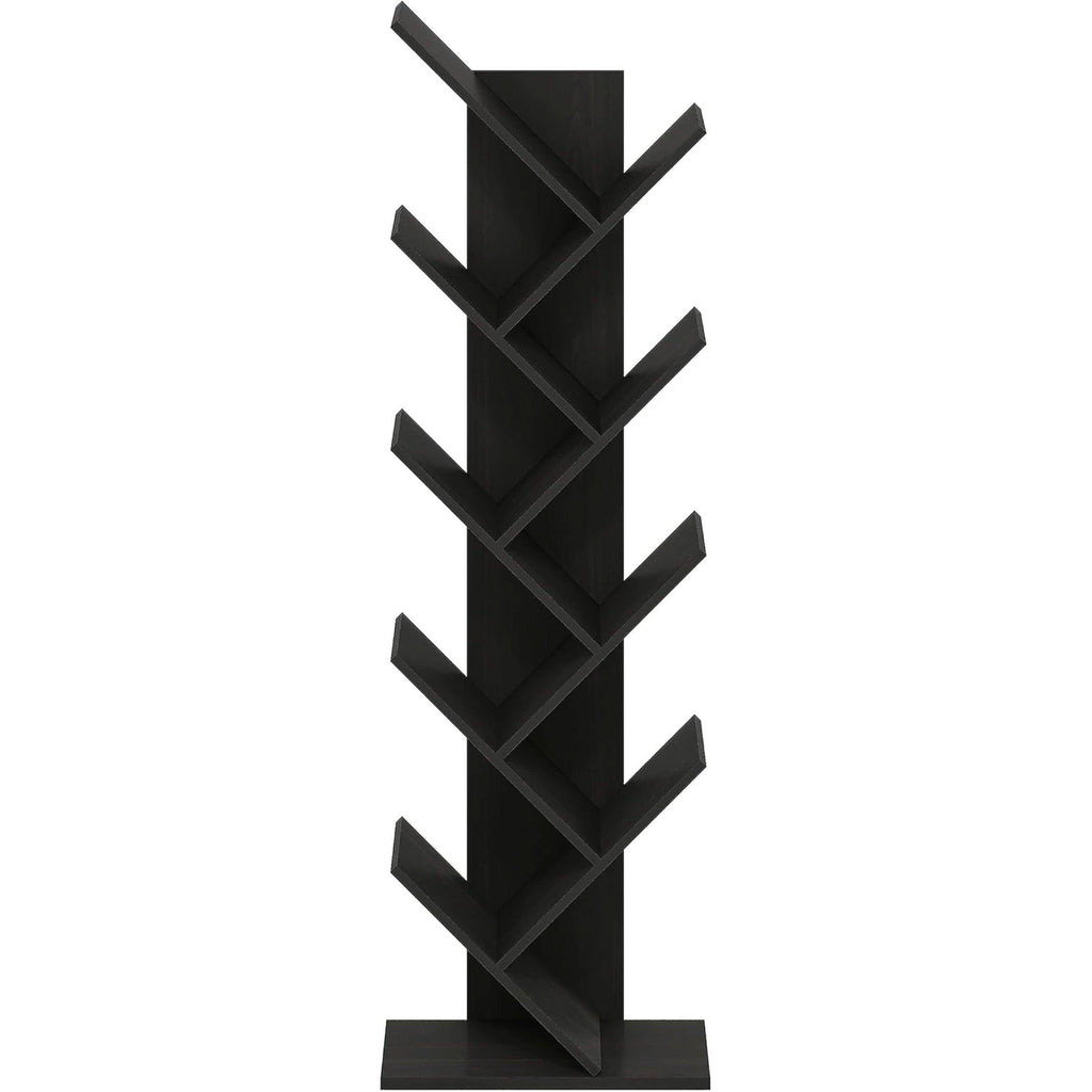 Bookshelf 9 Tier Floor Standing Tree Bookcase Espresso