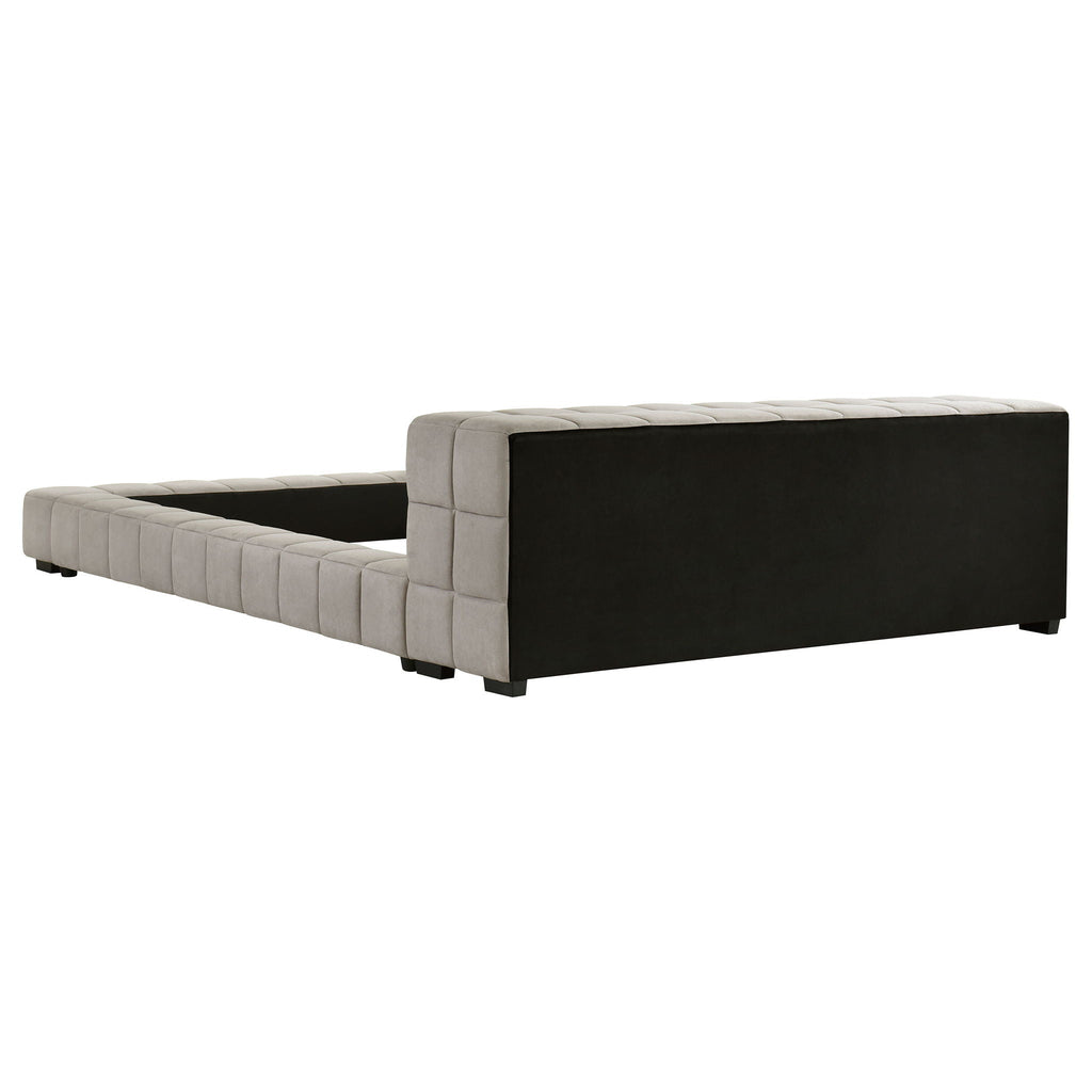 Kinsley - Upholstered Full Platform Bed With Low Profile And Tufted Headboard - Taupe