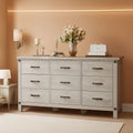 59 Inch Washed Grey Modern Farmhouse DresserWithNineDrawers