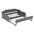 Full Size Upholstered Daybed With Trundle And USB Charging - Gray