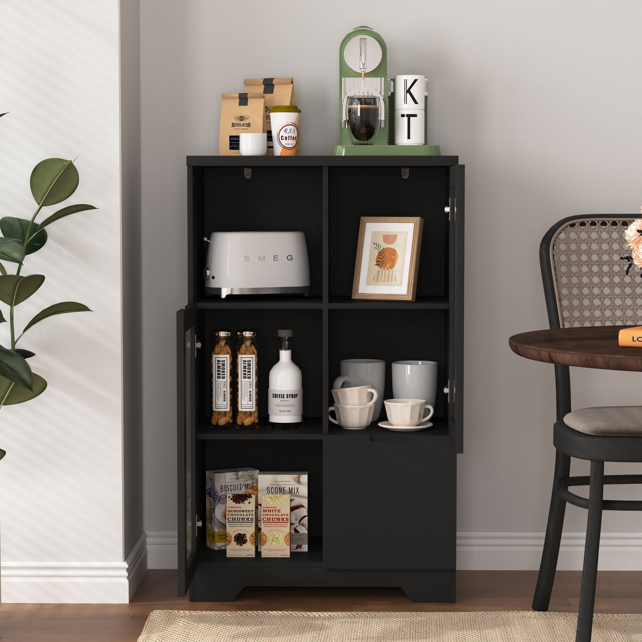 Modern Cabinet With Glass Doors And Drawer