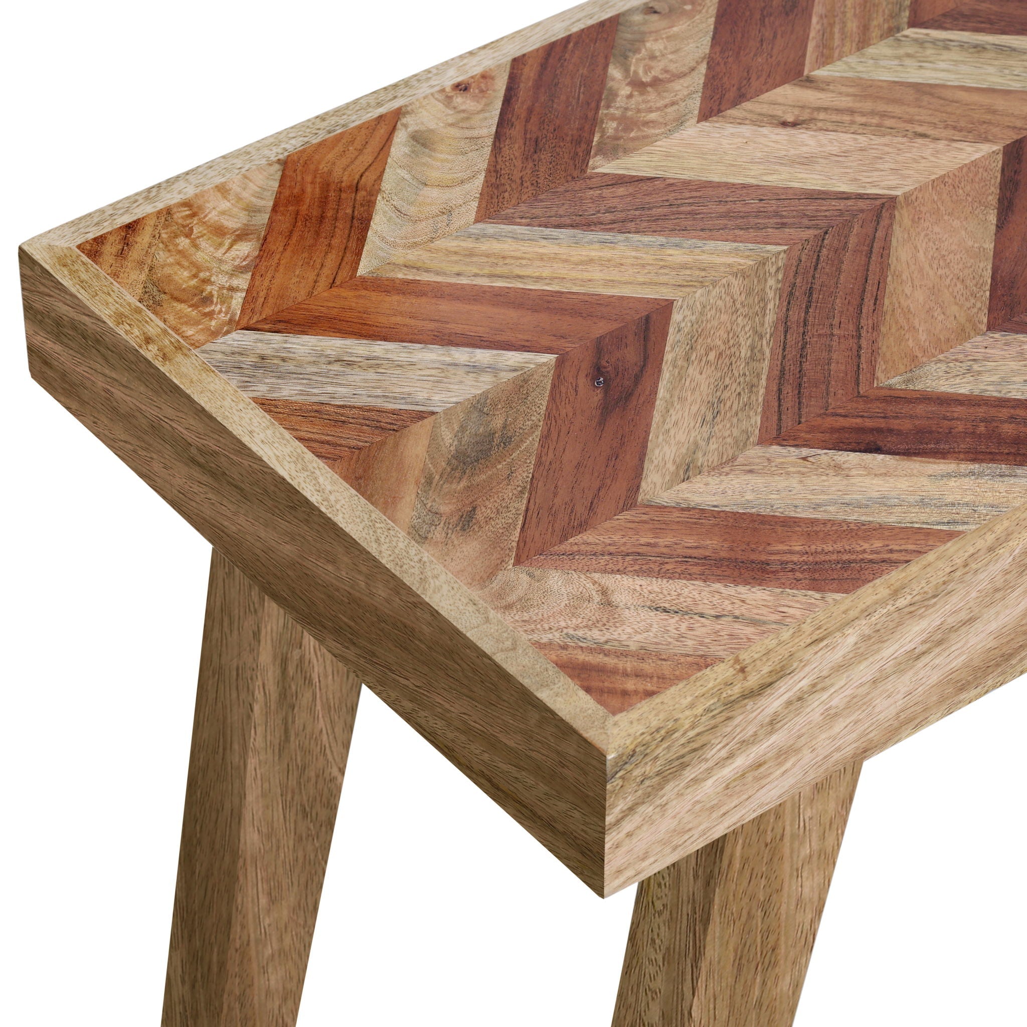 Artisan - Handcrafted Mango Wood Bench Rustic Boho Style - Natural