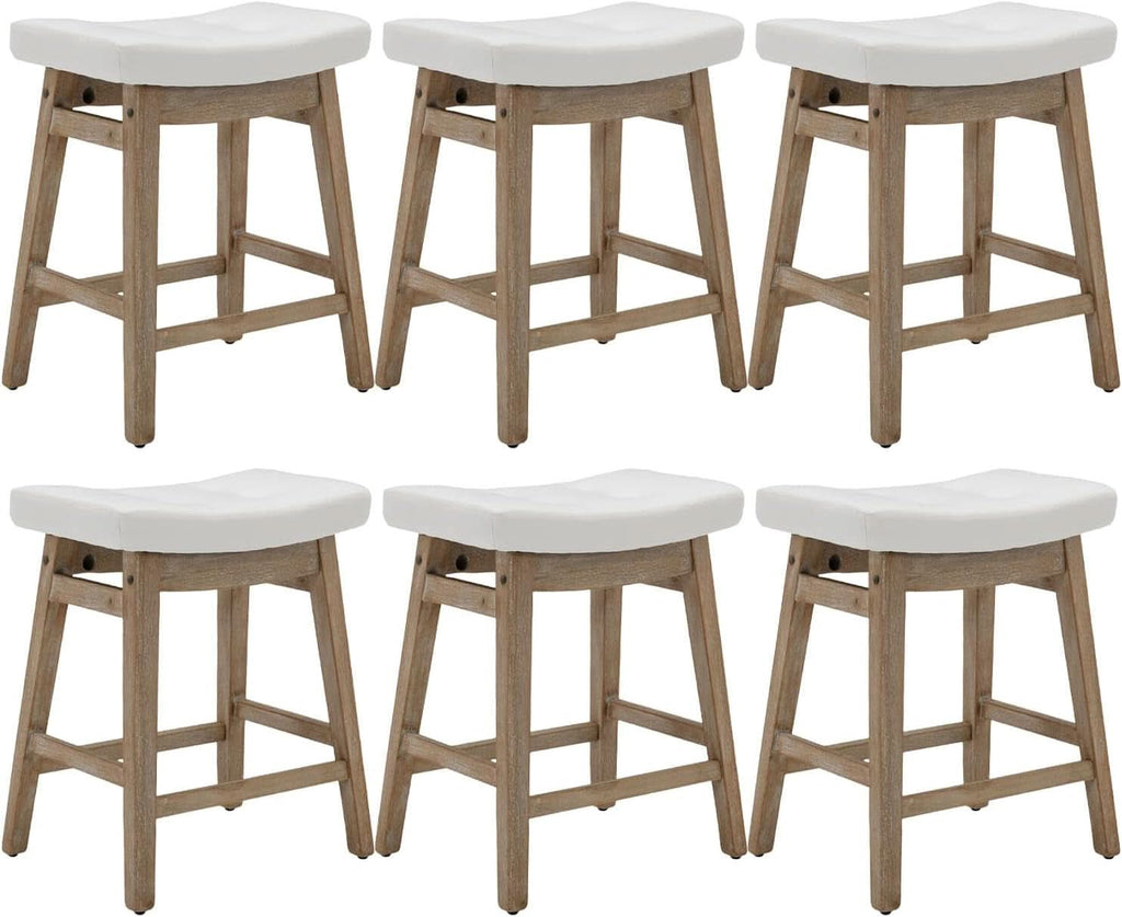 Comfortable Saddle Seat Bar Stools Set of Six