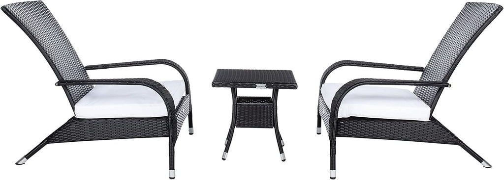 Outdoor Edna Black White Cushion 3 Piece Patio Lounge Set
