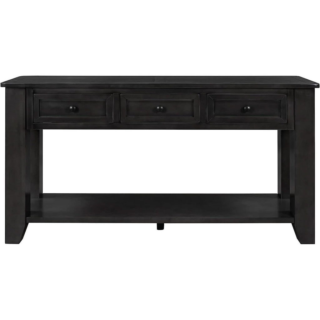 Black Console Table 55In Wide With 3 Drawers And Shelf