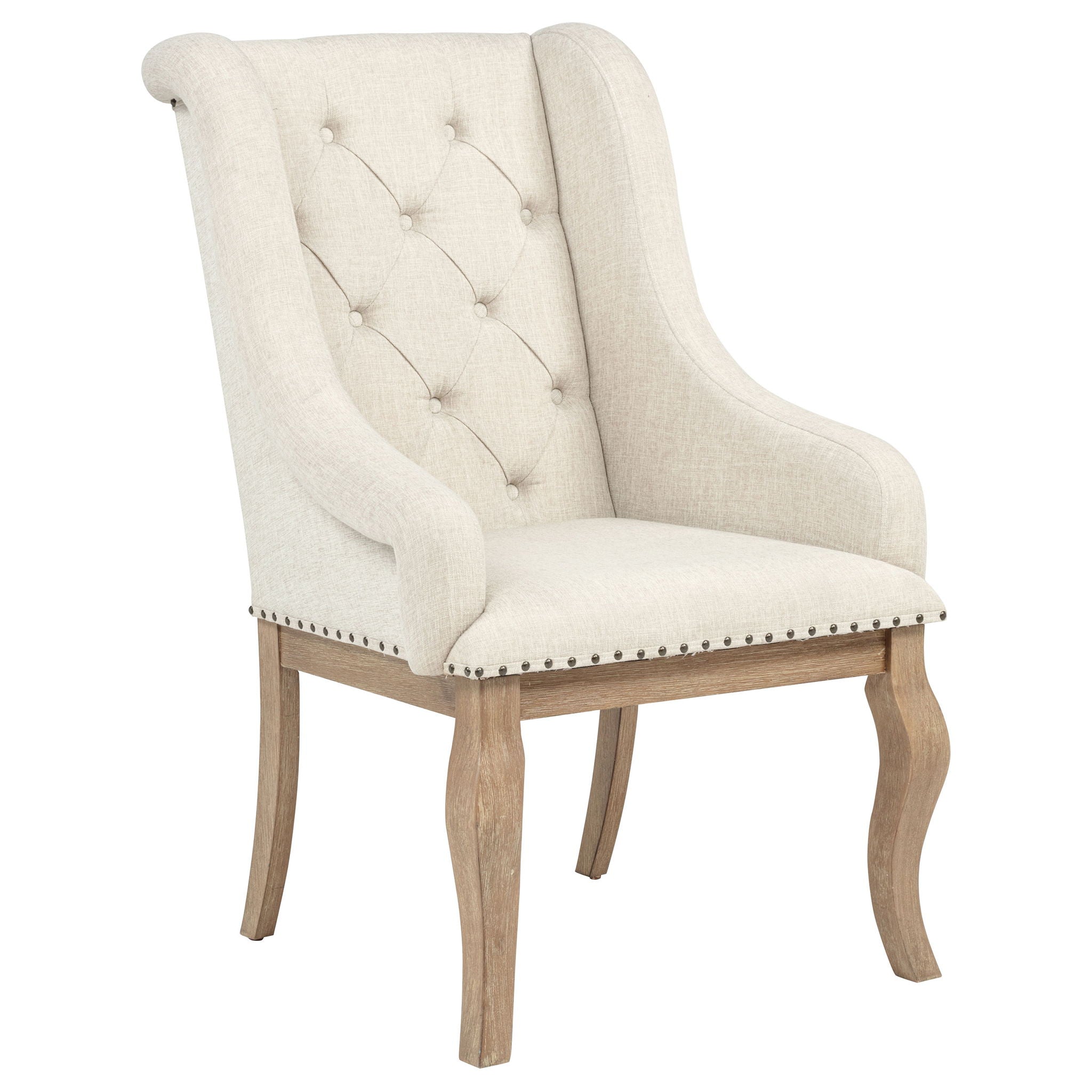 Brockway Upholstered Arm Chair Barley Brown (Set of 2)
