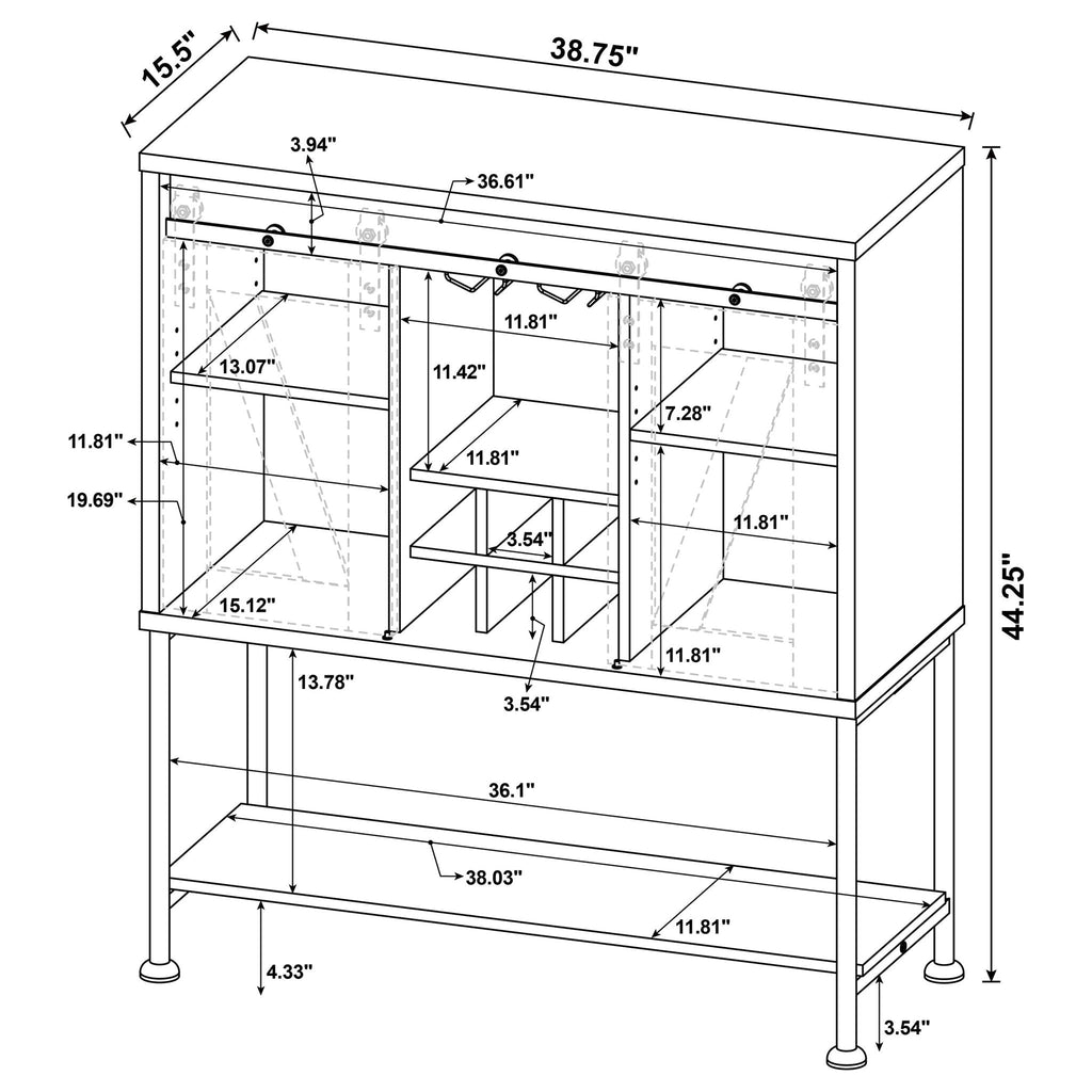 Hovander - Sliding Door Bar Cabinet - Gray
