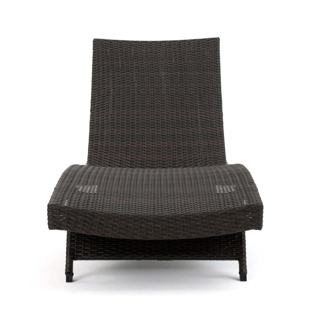 Mysticism Outdoor Chaise Lounge With Adjustable Backrest And Foldable Legs - Brown Multi