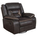 Greer Upholstered Swivel Glider Recliner Chair Brown