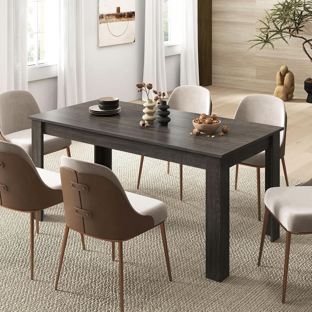 Grey 63 Inch Dining Table Farmhouse Kitchen Center Table