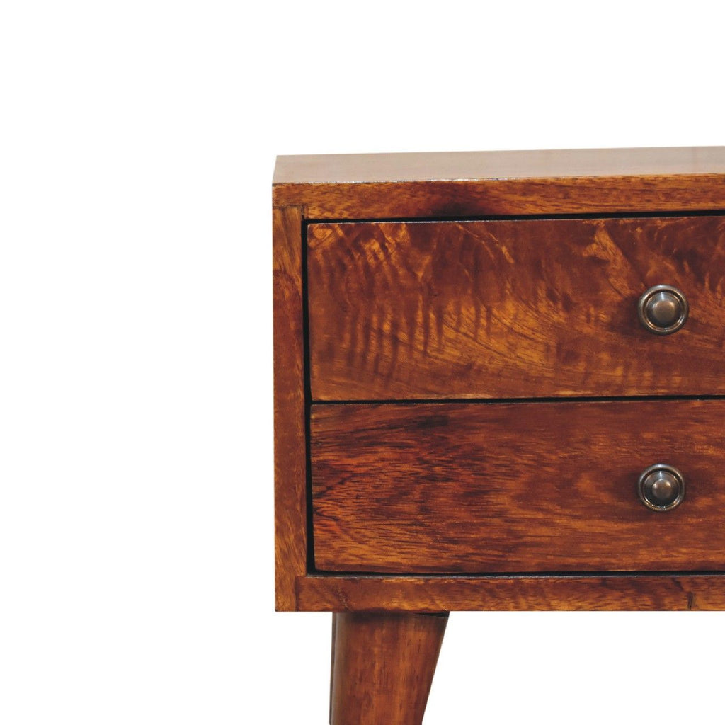 Mini Modern Bedside Table - Chestnut
