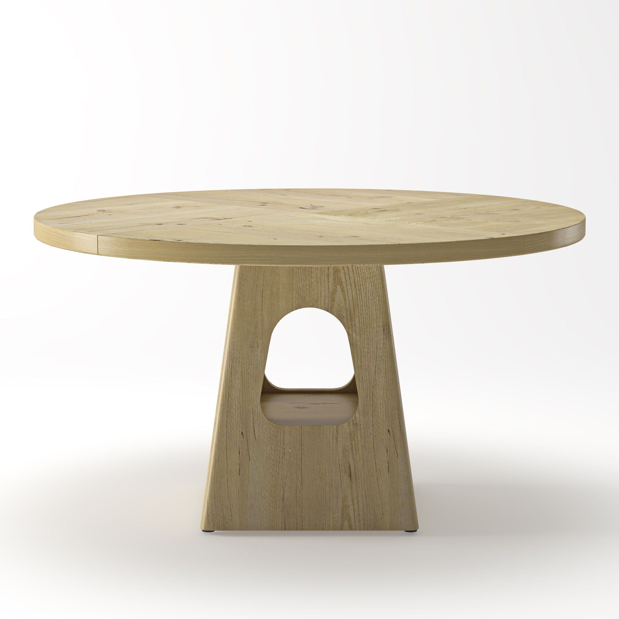 Farmhouse Round Dining Table With Storage Base