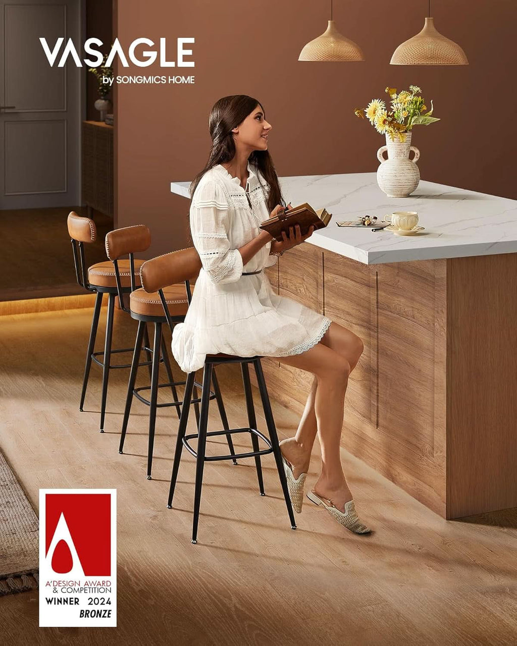Swivel Bar Stools Set of Two for Kitchen