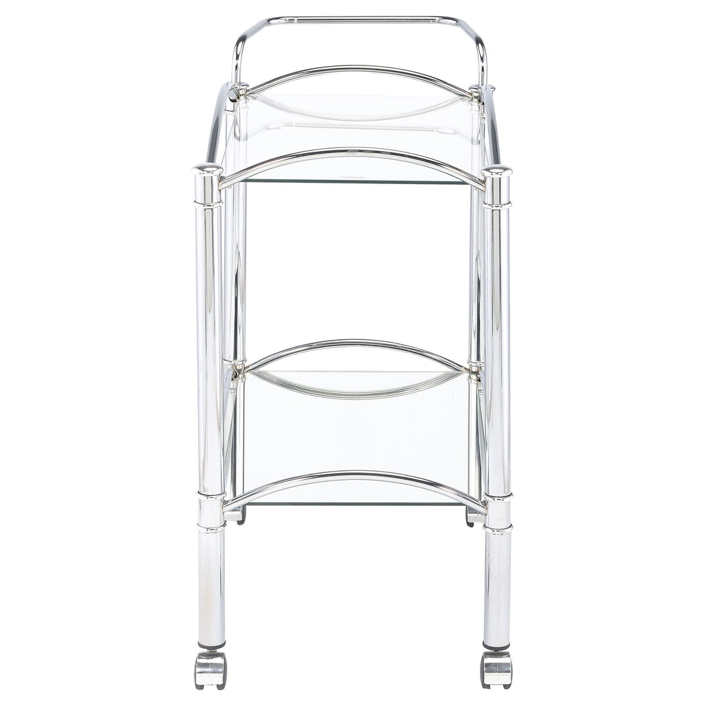 Shadix 2-tier Rectangular Glass Shelf Metal Bar Cart Chrome