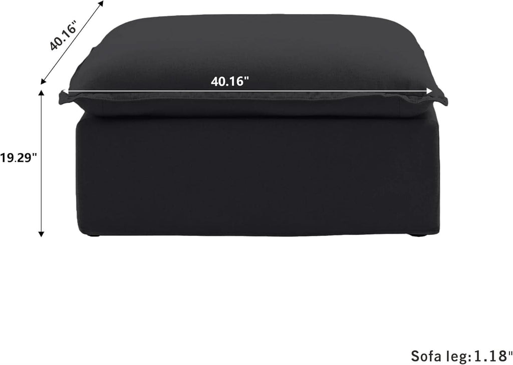 Black Storage Ottoman With Removable Cushion Covers