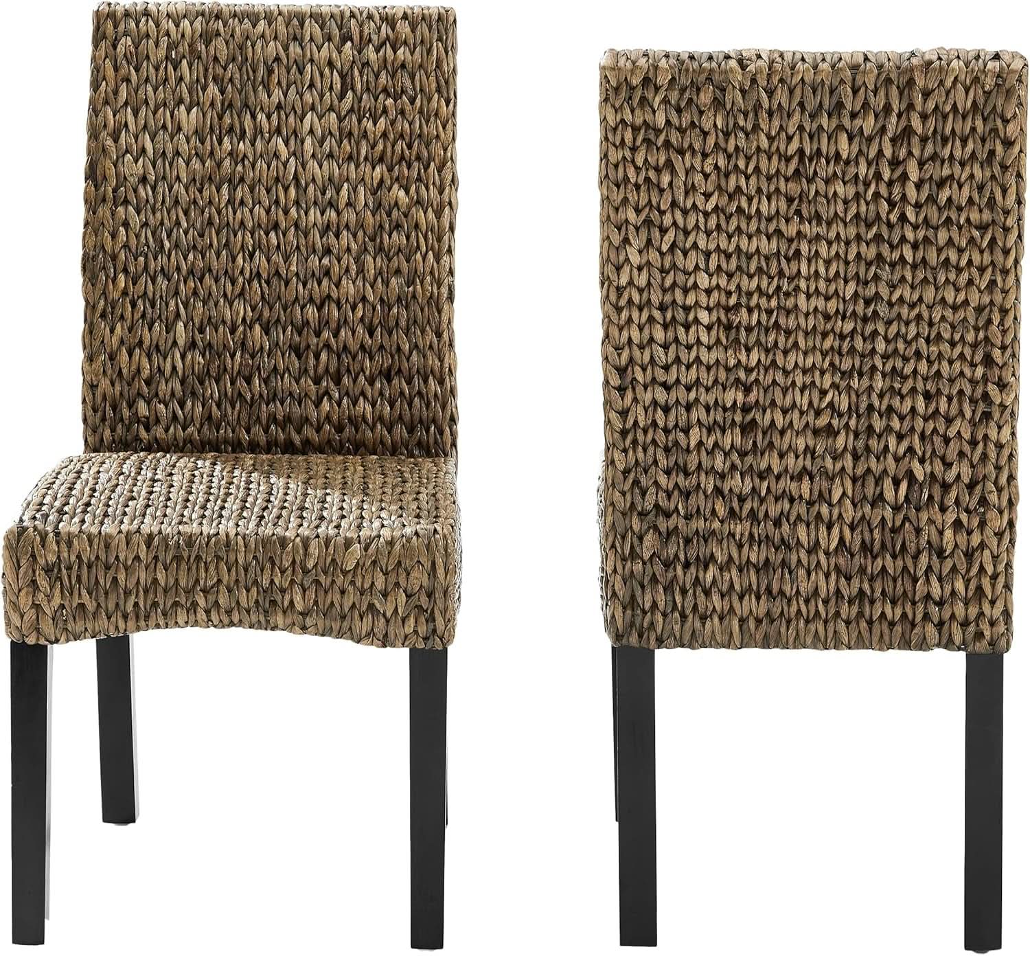 Edgewater Handwoven Rattan Dining Chairs Set Of 2 Seagrass
