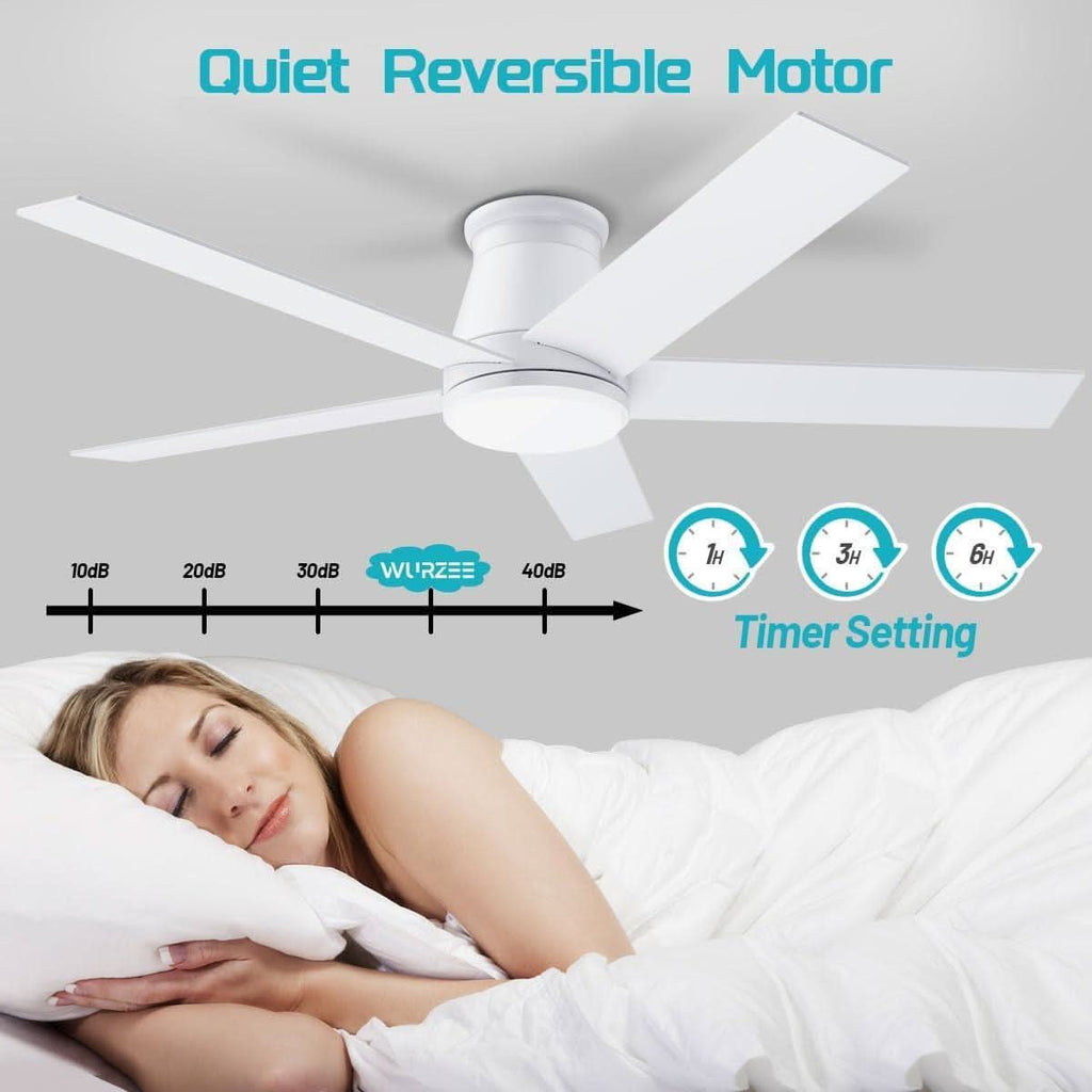 52 Inch White Ceiling Fan With Light Six Speed DC Motor