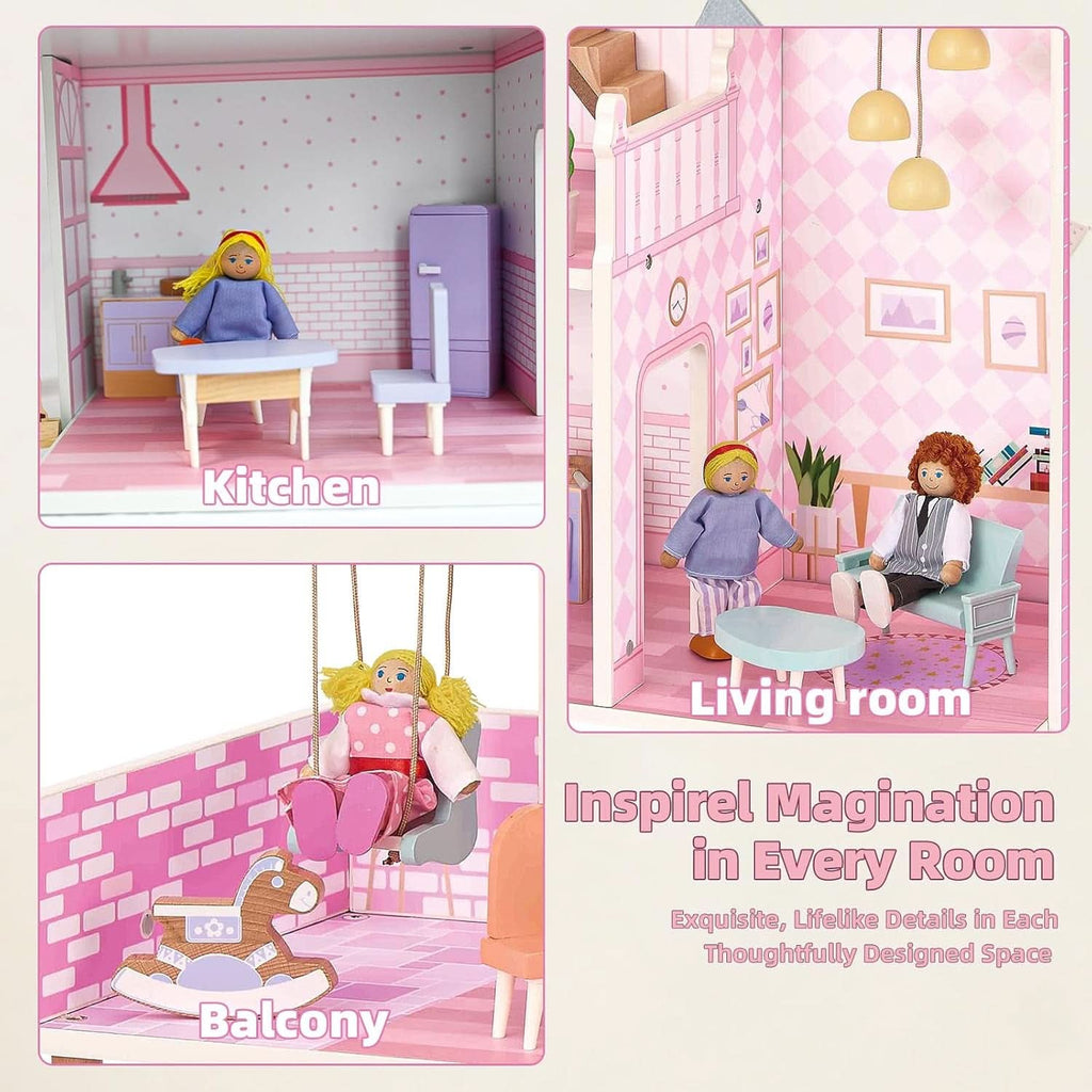 Wooden Dolls House Villa Style Premium Furnishings