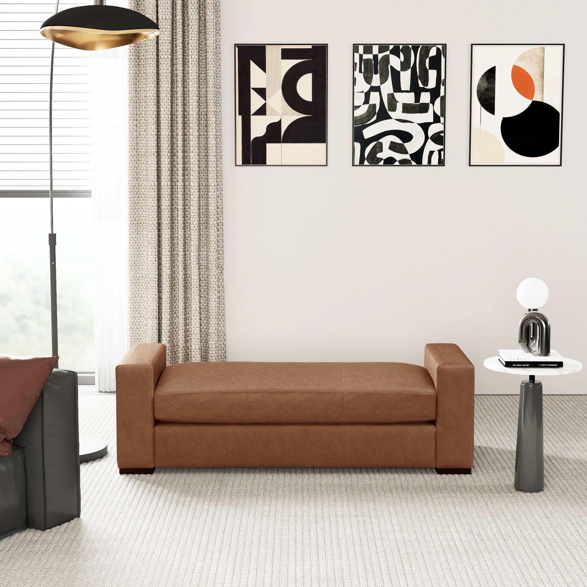 Ottoman With Unique Armrest Design For Living Spaces